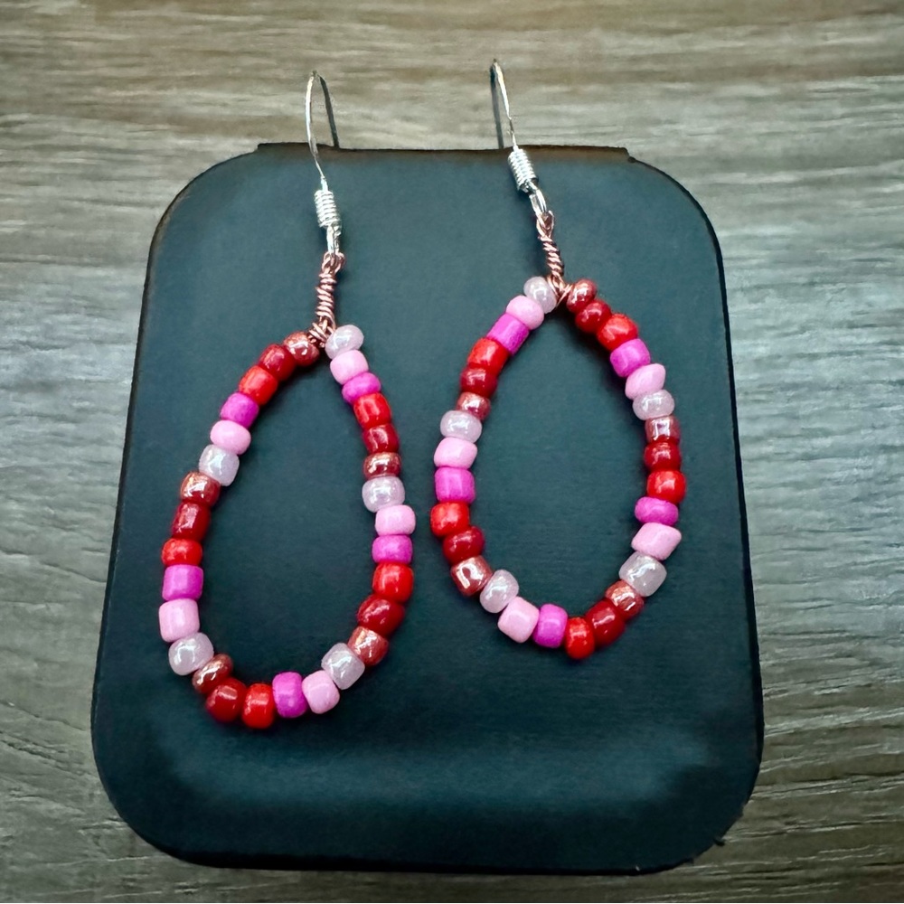 Hot Pink Seed Bead earrings